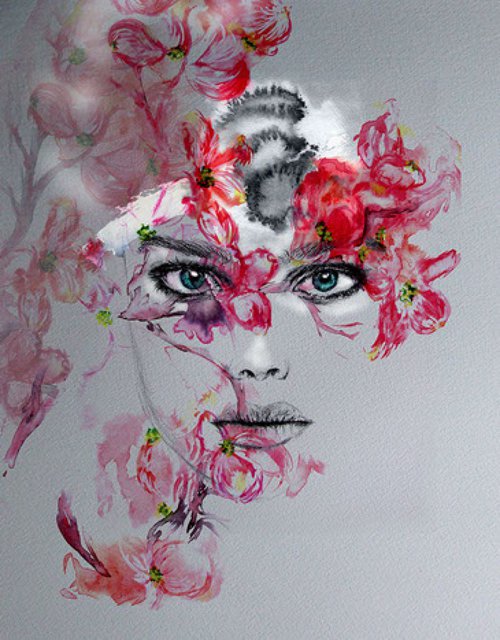 Face in Watercolor / Digital Portrait by Anna Sidi-Yacoub