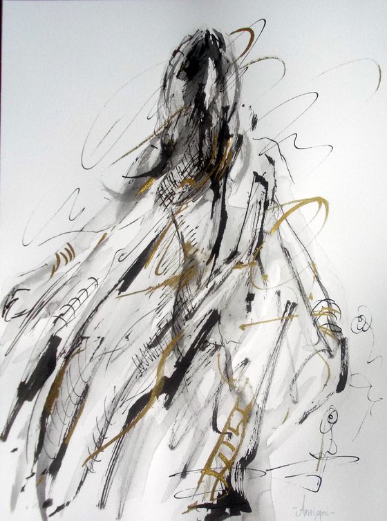 Woman   ink drawing series-Figurative drawing on paper