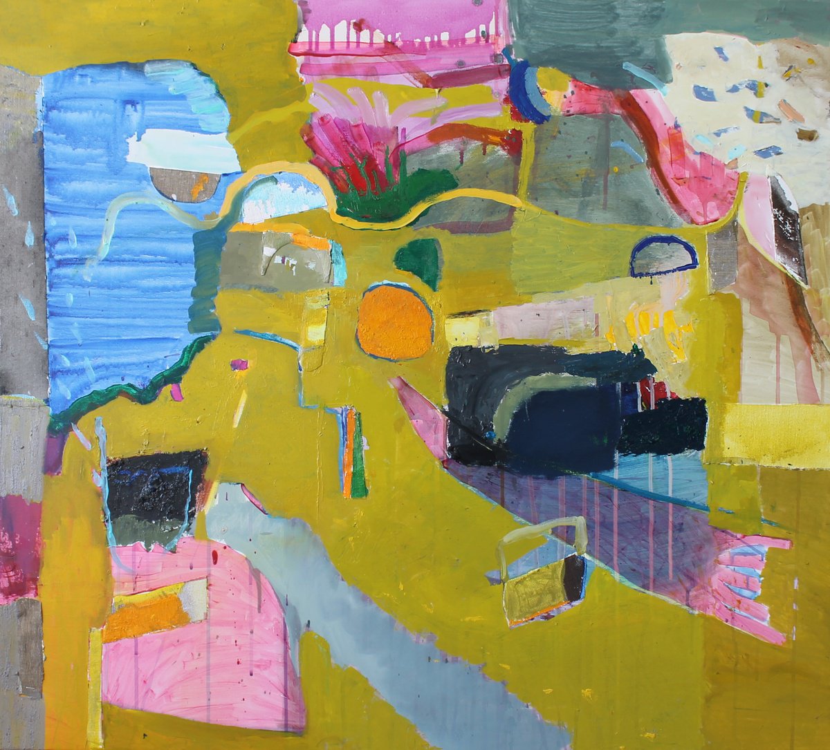 Geometric Abstract Oil Painting By Sergiy Dekalyuk, 39 X 35", Spring Songs, Original Artwork