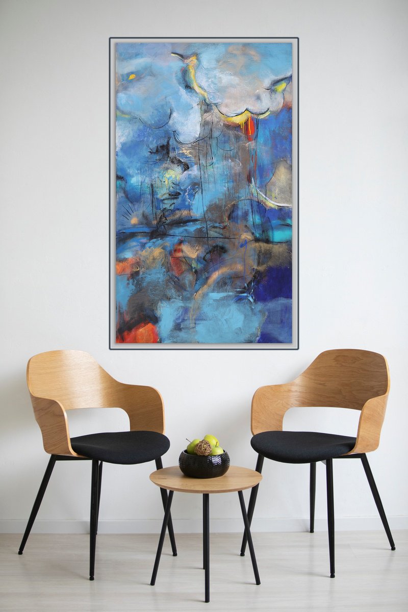 Abstract Acrylic Painting By Artem Andreichuk, 28 X 47, After The Rain, Original Artwork