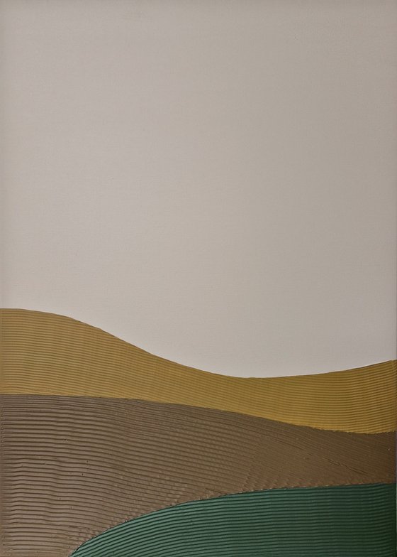 "Green Hills 2" Textured abstract green brown