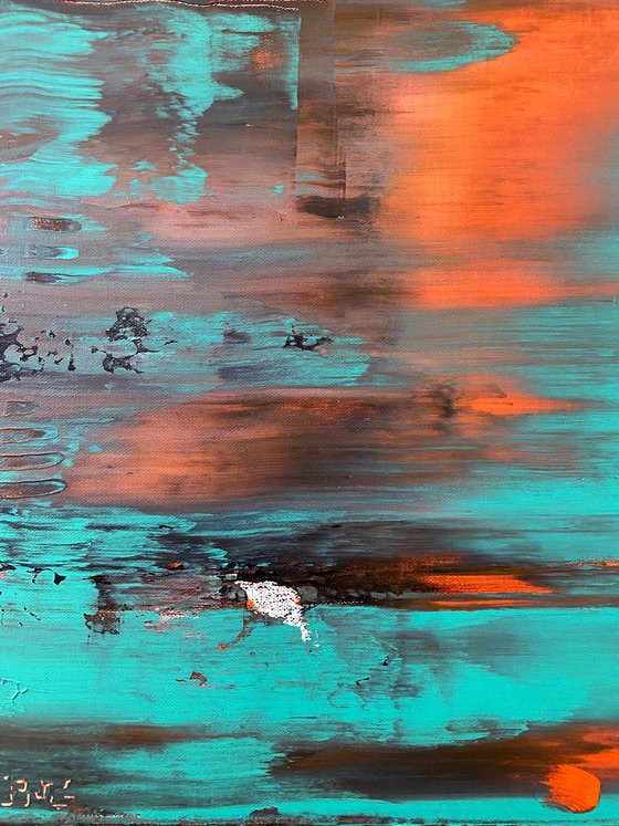 "Trip The Light Fantastic" - Original PMS Large Abstract Acrylic Painting On Canvas - 40" x 16"
