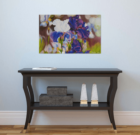 White Purple Irises Painting