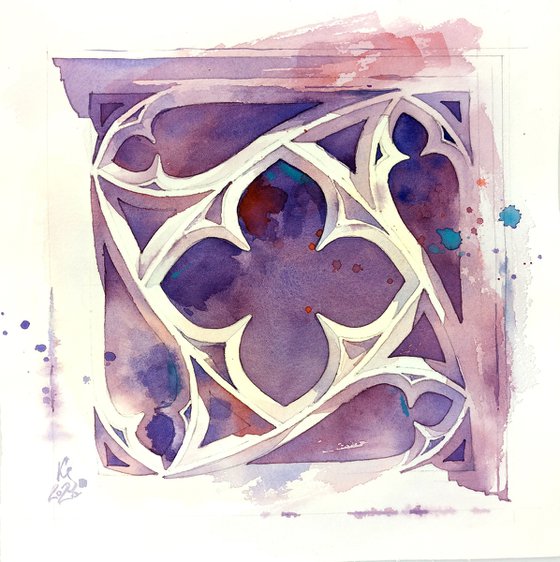 Watercolor Architectural gothic element