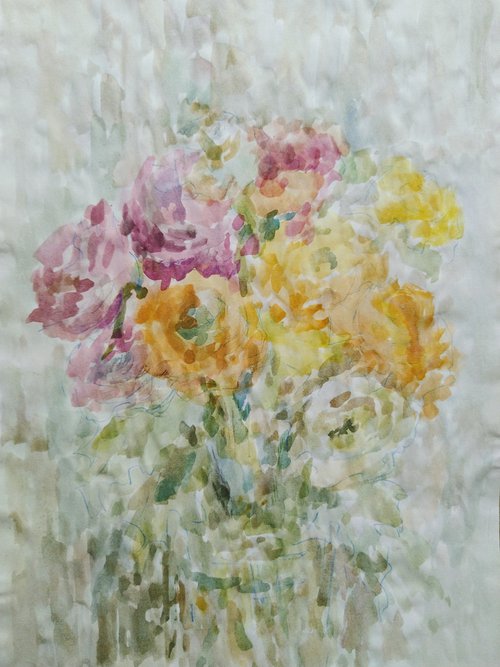 Bouquet of  Illusions . Original watercolour painting. by Elena Klyan