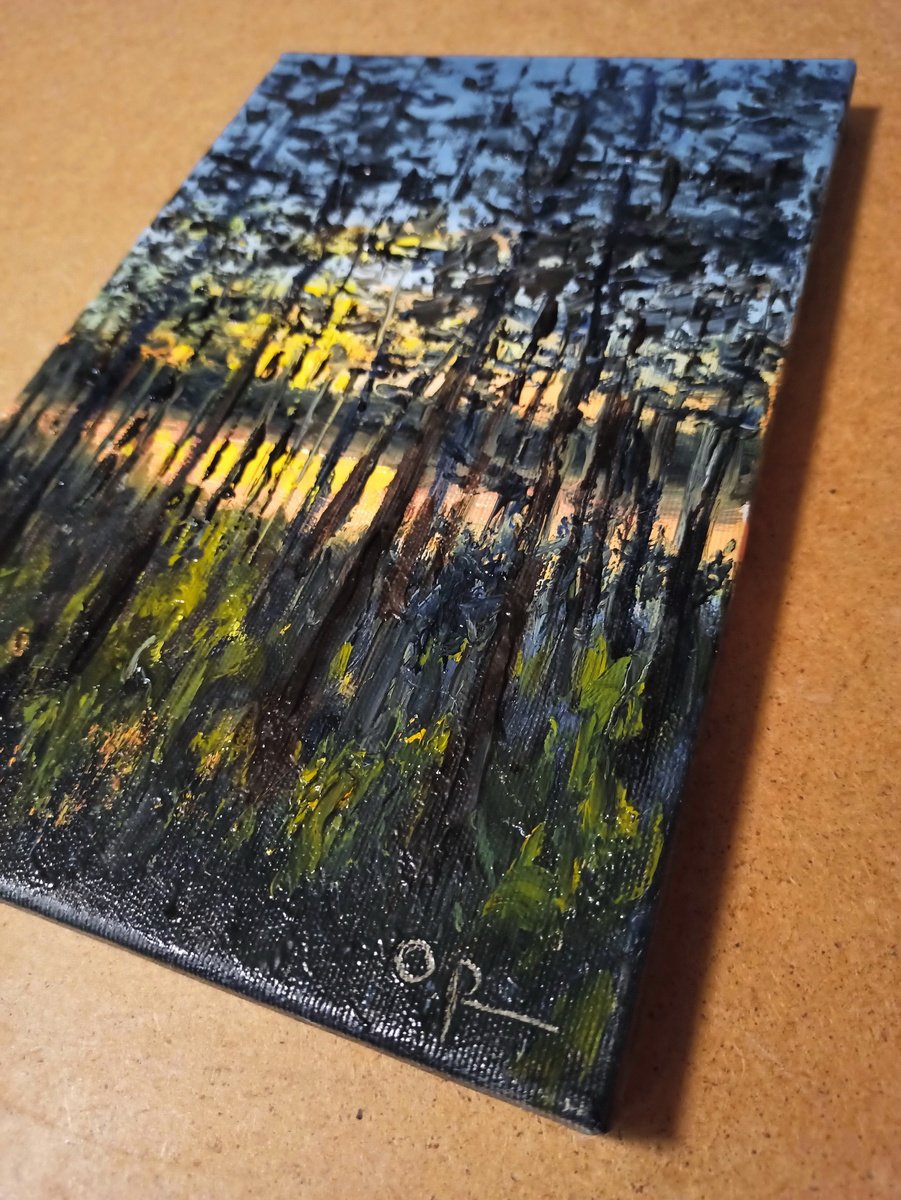 Impressionistic Landscape Oil Painting By Oleh Rak, 8 X 12", Evening Calm, Original Artwork