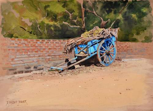 Blue cart by Ramesh Jhawar