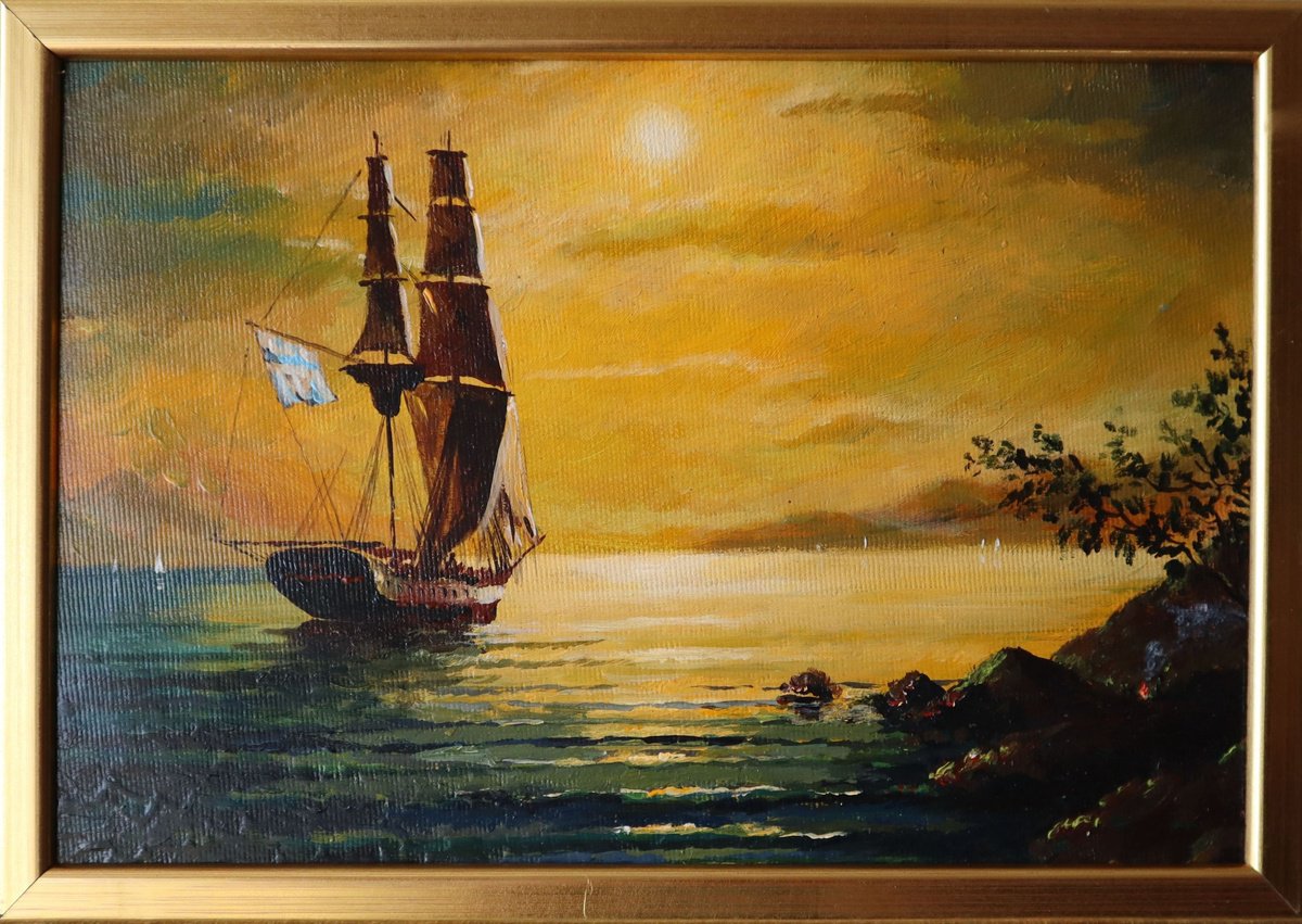 Impressionistic Landscape Oil Painting By Rakhmet Redzhepov, 12 X 8", Harbor, Original Artwork