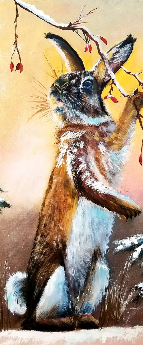 Winter Bunny in Forest by Alexandra Tomorskaya/Caramel Art Gallery