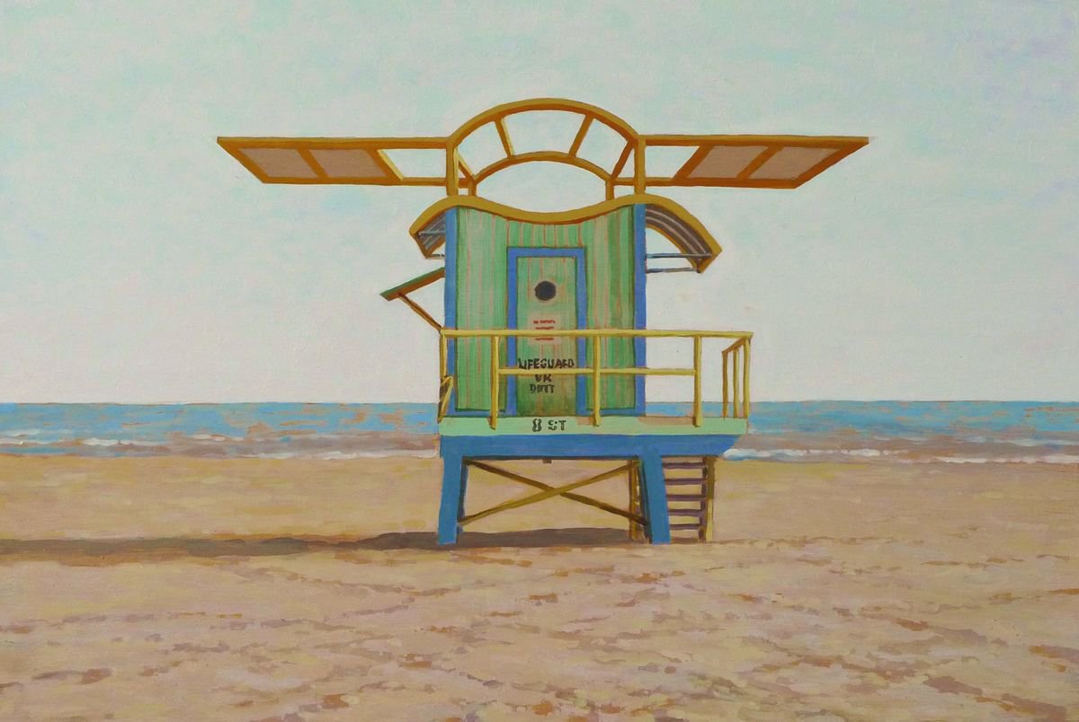 Photorealistic Landscape Oil Painting By Sergej Sologub, 24 X 16", Miami . Strand Metamorphosen 3., Original Artwork