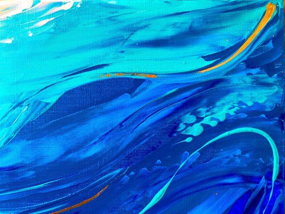 DEPTHS OF SEA FOG - Marine abstraction. Ocean. Waves. Enlightenment. Smooth transition. Royal blue. Curves. Fine work.