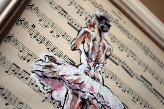 Framed Ballerina I-Vintage Music Page