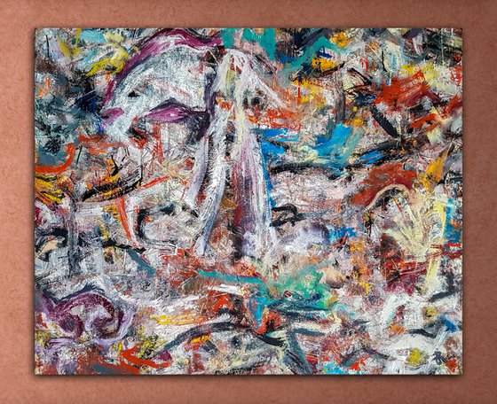 - DONU - (H)96x(W)120 cm. Style of Willem de Kooning. Abstract Expressionism Painting