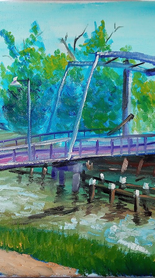 The drawbridge over canal in Coevorden. Plein Air by Dmitry Fedorov