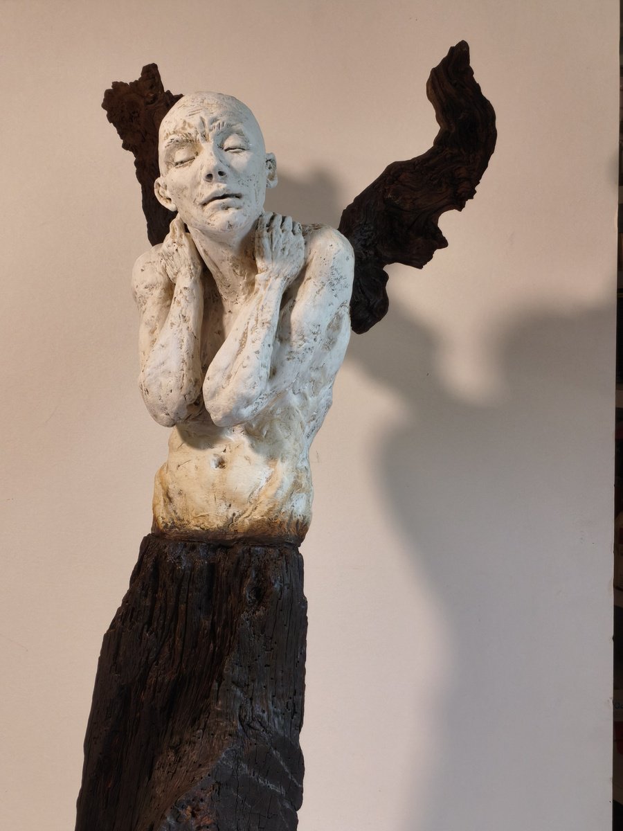 Expressive Portrait Sculpture By Elena Kraft, 15 X 32, Threshold, Original Artwork