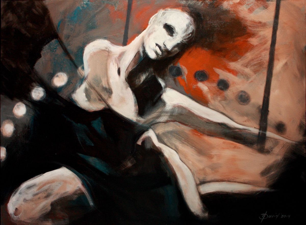 Portrait Acrylic Painting By Olga David, 31 X 24", Acrobate, Original Artwork