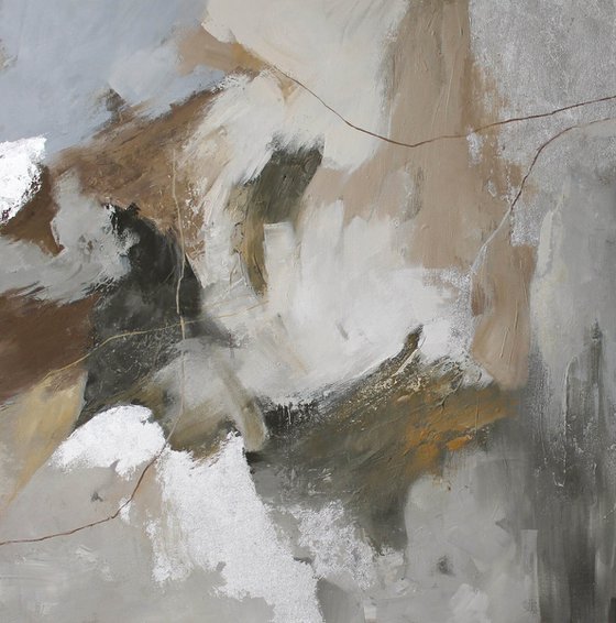 "Balance" Abstract gray brown silver art