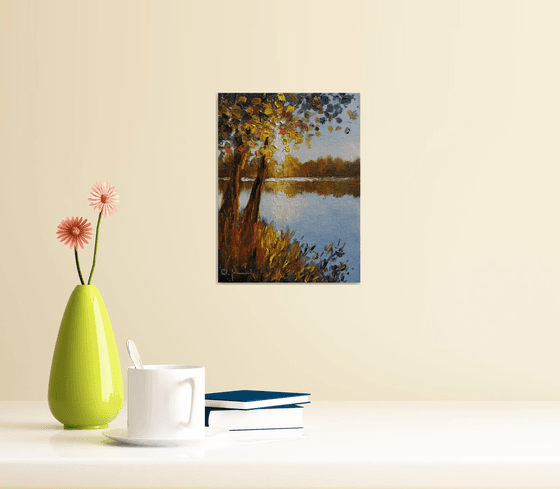 Impression. Dawn on the river