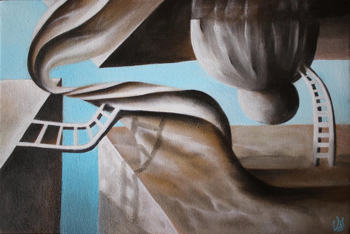 Surrealistic Portrait Oil Painting By Vanessa T Stefanova, 11 X 8", International Date Line, Original Artwork