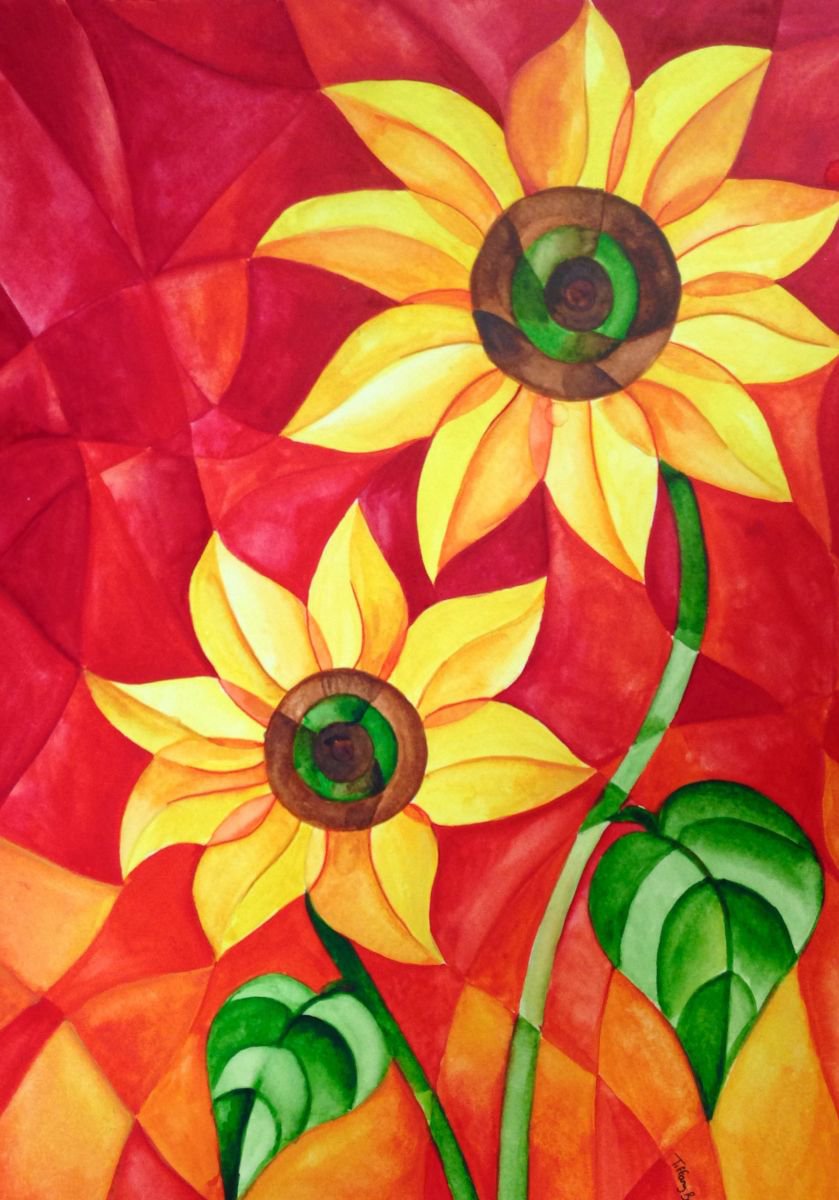 Abstracted Sunflower Pair by Tiffany Budd