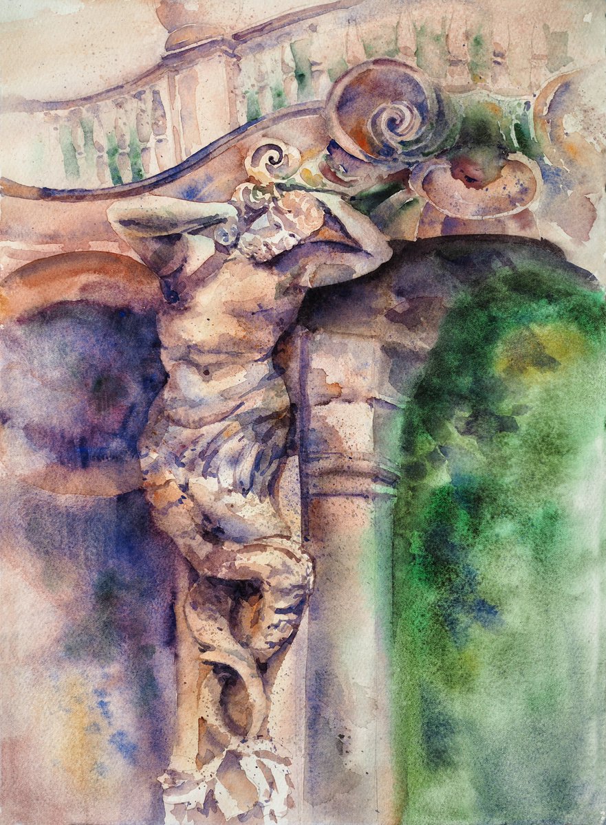 Impressionistic Cityscapes Watercolour By Delnara El, 11 X 15, Atlant, Original Artwork