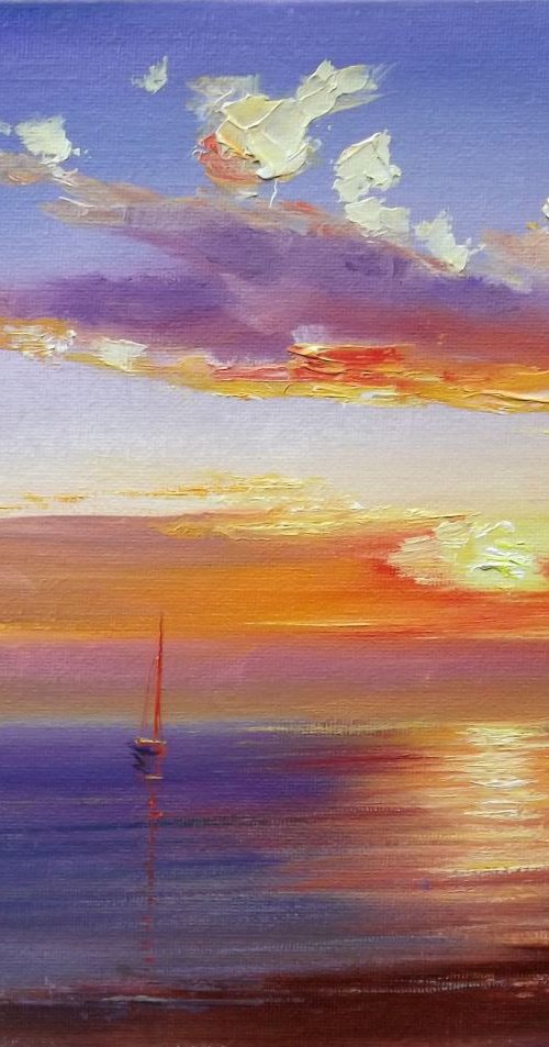 Boat in Sunset 3 by Evald