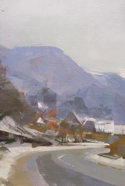 Winter landscape painting - Mountainous Roof by Yuri Pysar