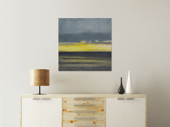 Yellow mood of ocean 30x30 inch 76x76cm by Bo Kravchenko