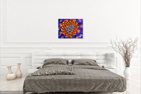 Mosaic Heart a modern colorful romantic abstract painting ON SALE a wonderful gift idea
