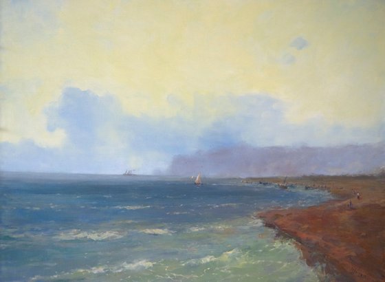 South Coast, Seascape Original oil Painting, Handmade artwork, Museum Quality, Signed, One of a Kind