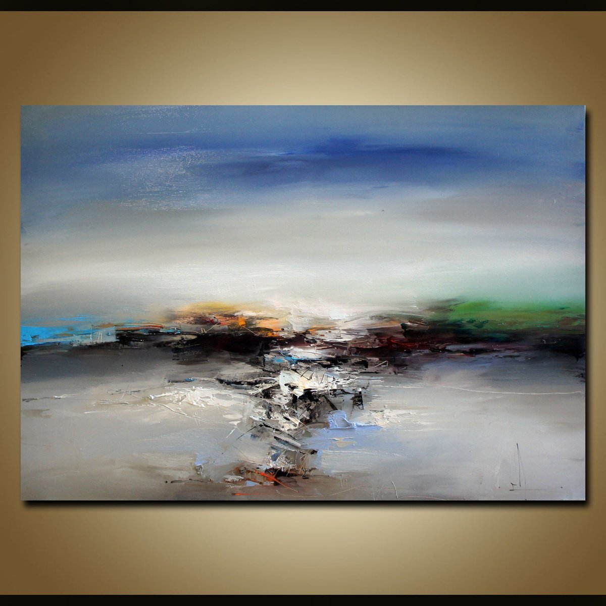 Expressive Landscape Oil Painting By Stanislav Lazarov, 39 X 28", The White Sand, Original Artwork