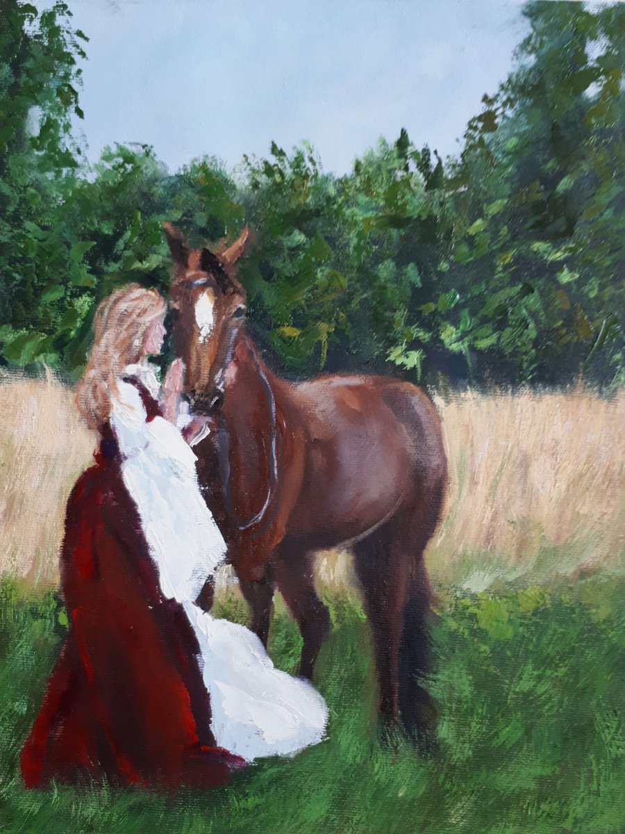 Walk with friend... /  ORIGINAL OIL PAINTING by Salana Art Gallery