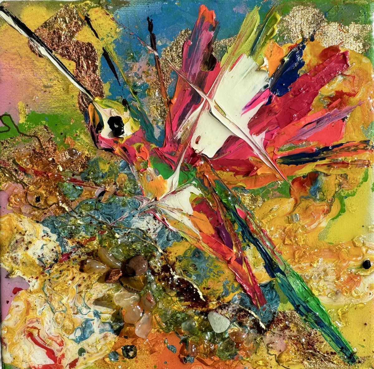 Expressive Painting , Ammolite By Lina Redford, 8 X 8, Artwork For Sale On Artfinder
