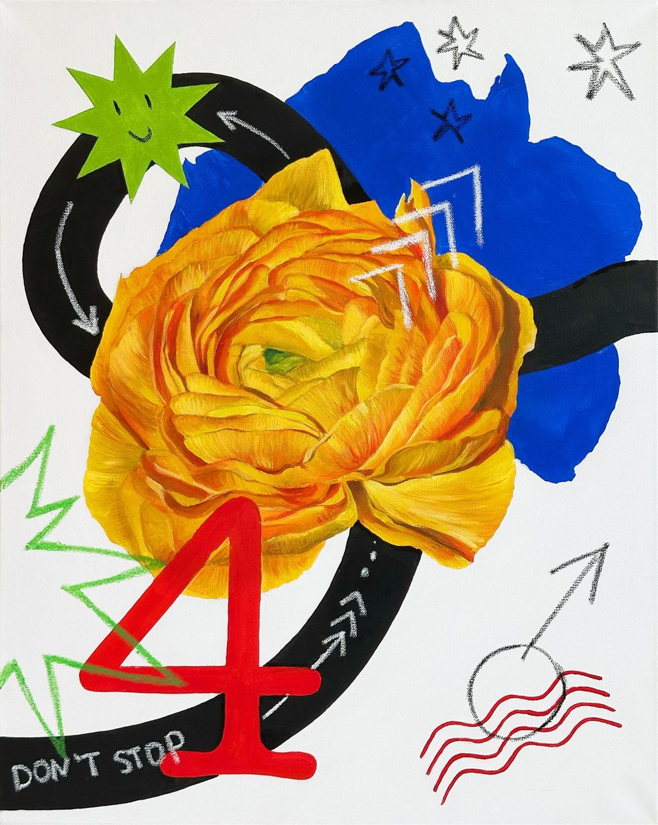 Botanical Oil Painting By Alena Sokolova, 22 X 28, Twelve Months, (4/12), Mars, Original Artwork