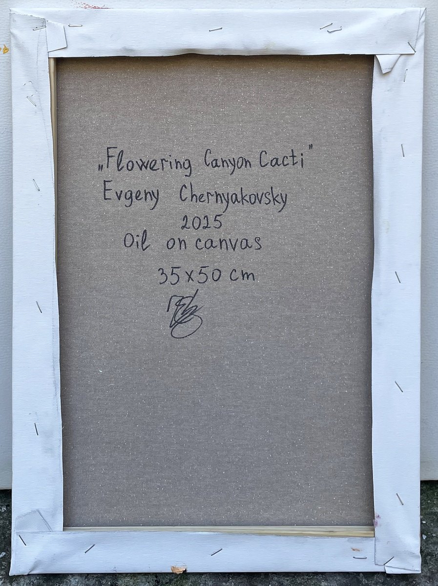 Impressionistic Botanical Oil Painting By Evgeny Chernyakovsky, 14 X 20, Flowering Canyon Cacti , Original Artwork