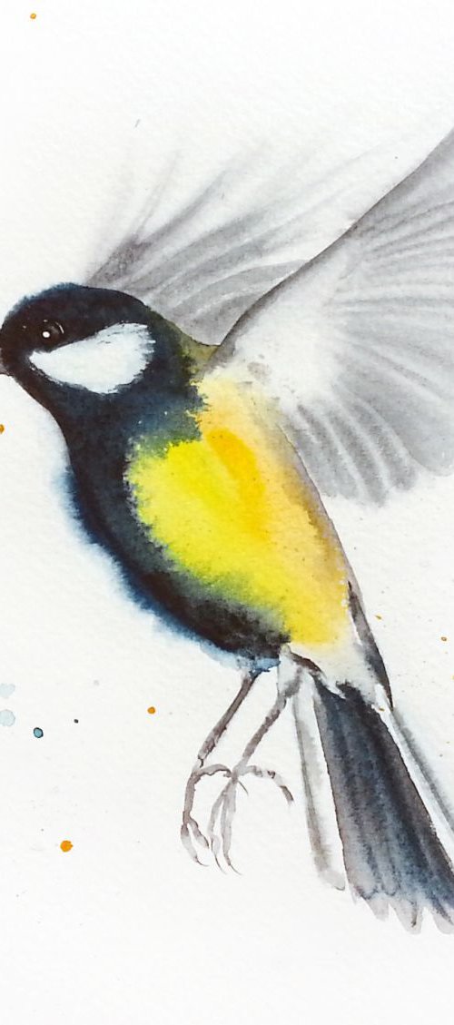 Great tit #1 - bird, birds, an by Olga Beliaeva Watercolour