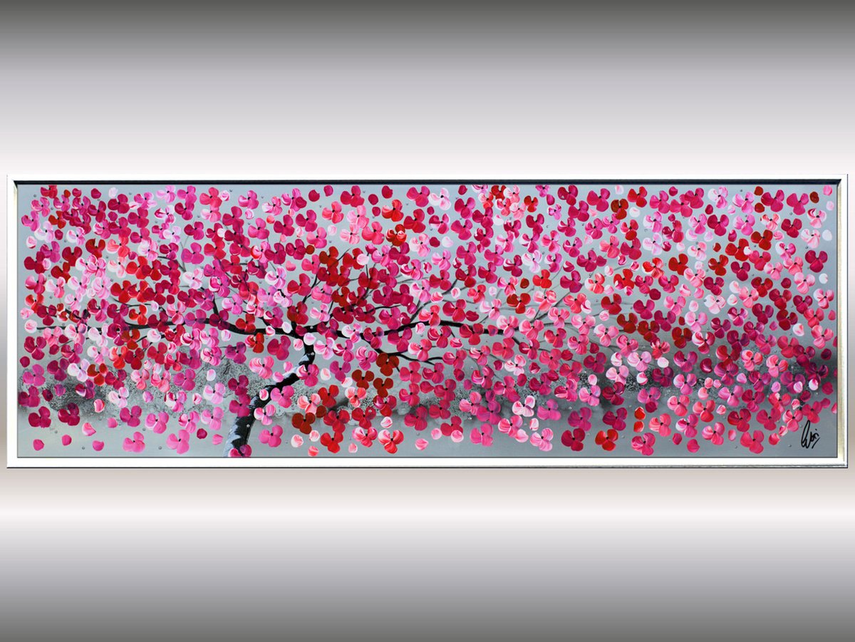 Happy Tree - acrylic abstract painting cherry blossoms nature painting, stretched canvas... by Edelgard Schroer