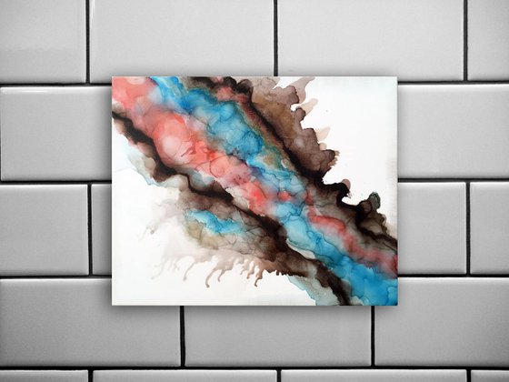 "Up In Smoke - Original Abstract PMS Alcohol Ink Painting - 20 x 16 inches