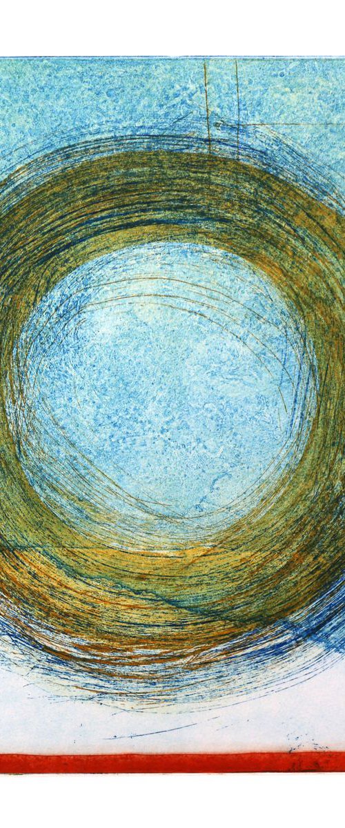 Heike Roesel "Loop" (colour composition2) fine art etching in edition of 5 by Heike Roesel