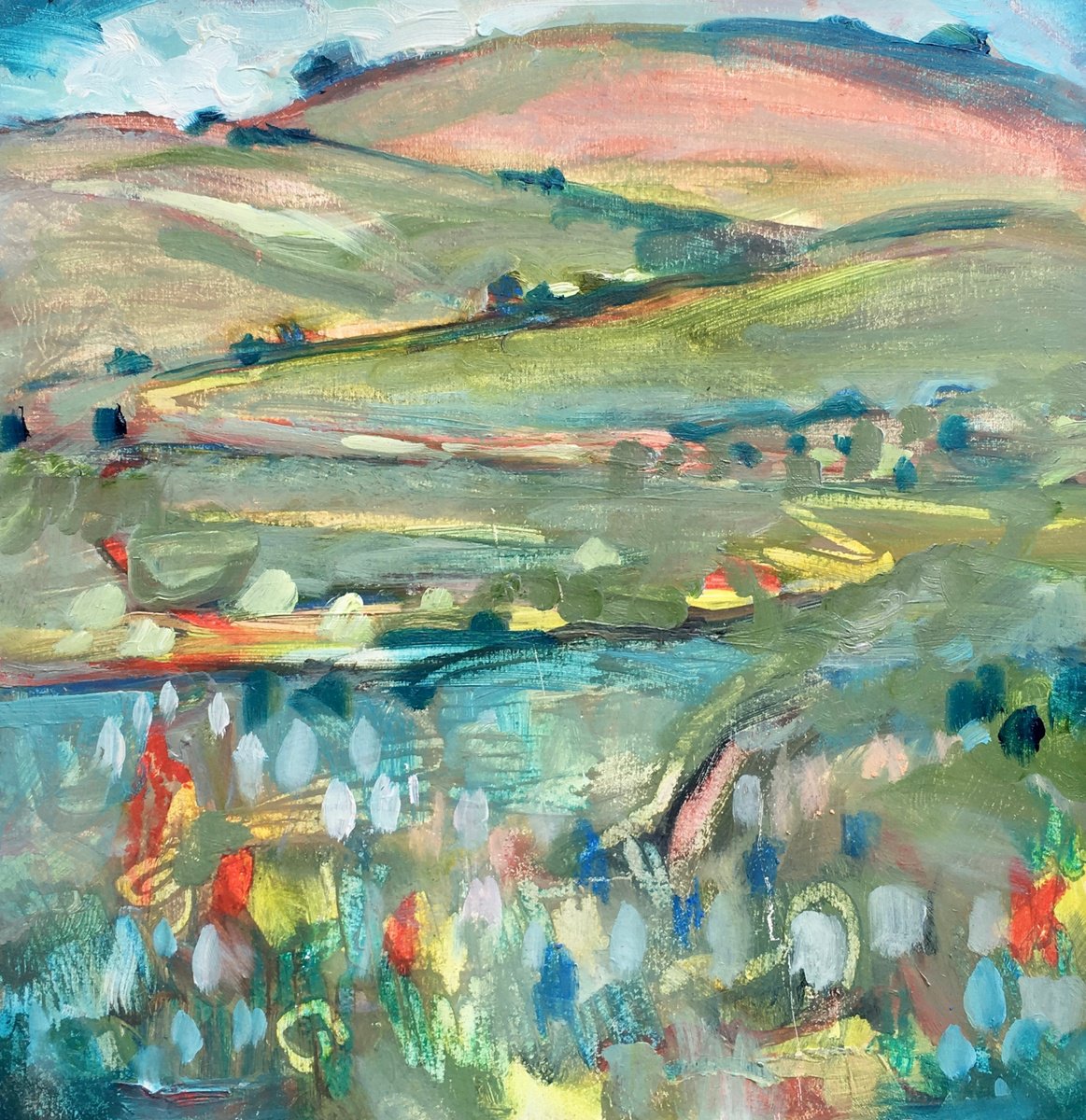 Impressionistic Landscape Oil Painting By Guy Pickford, 11 X 11, Unfold Unrestrained, Original Artwork