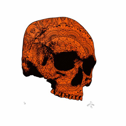 Neon Orange Skull by 57Design