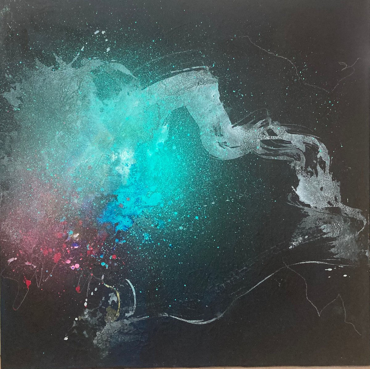 Organic Abstract Painting By Ryoko Minamitani, 39 X 39", Cosmic Traveler, Original Artwork