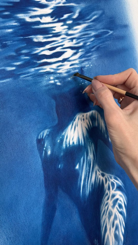 Naiad - Water Nymph Large Blue Nude