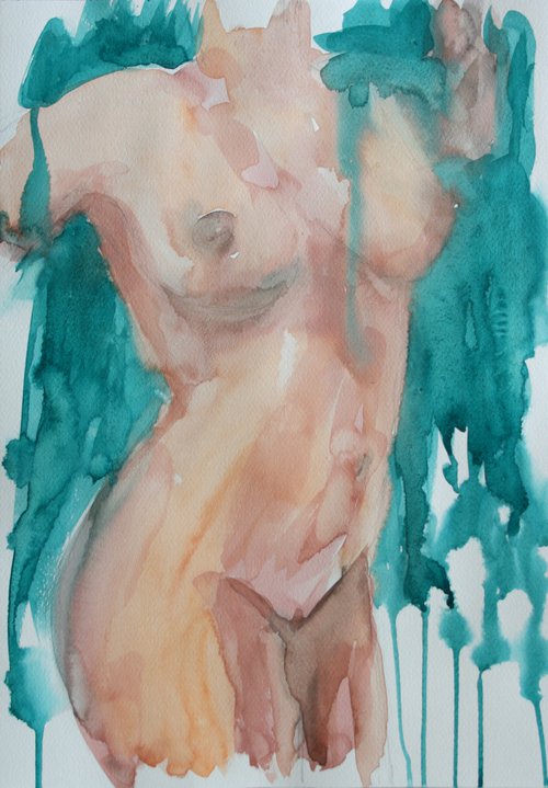 Grace IX. Series of Nude Bodies Filled with the Scent of Color /  ORIGINAL PAINTING by Salana Art Gallery