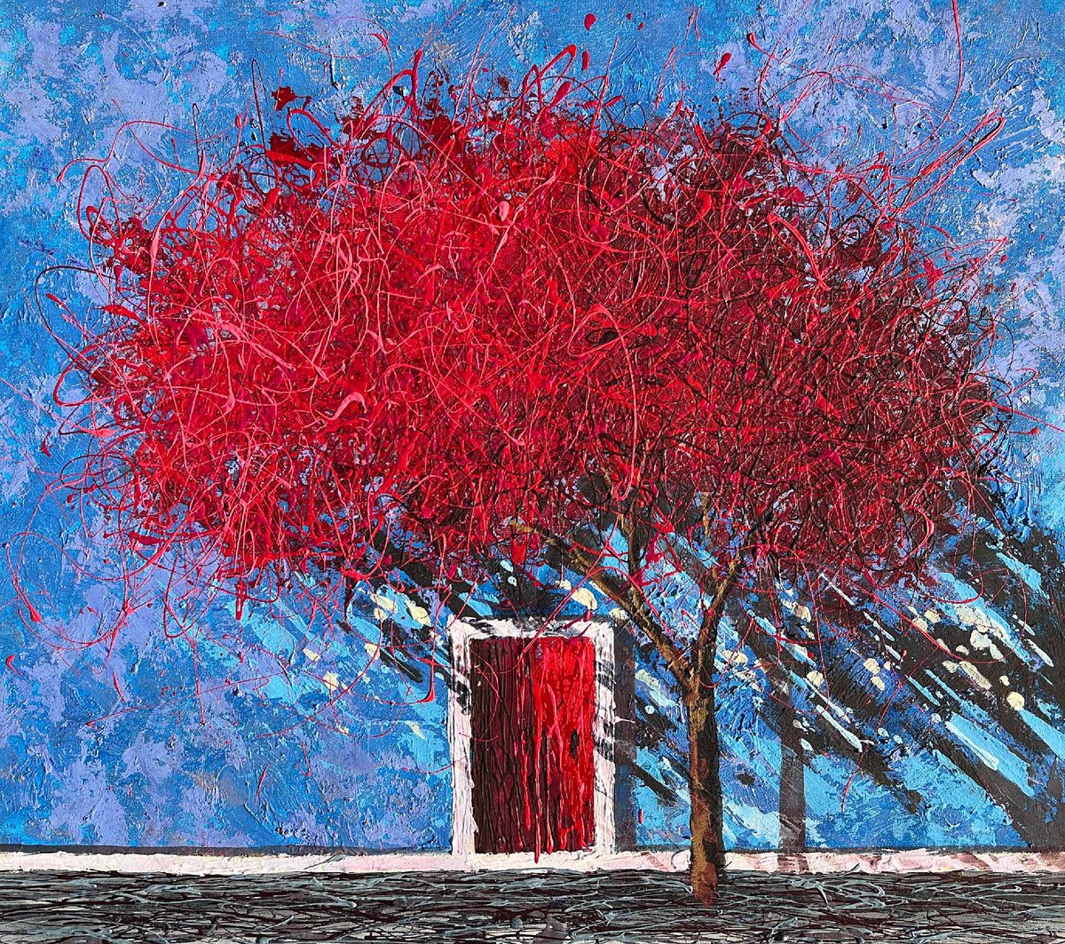 Impressionistic Cityscapes Acrylic Painting By Nadiia Antoniuk, 39 X 35", Passion Unleashed, Original Artwork