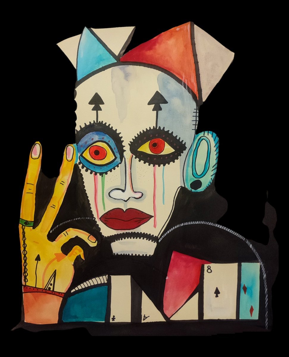 Urban And Pop Portrait Painting By Kira K. Sadian, 20 X 24", Joker, Original Artwork