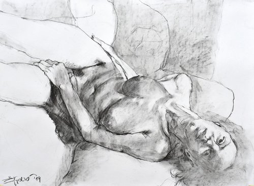 Nude lying study by Goran Žigolić Watercolors