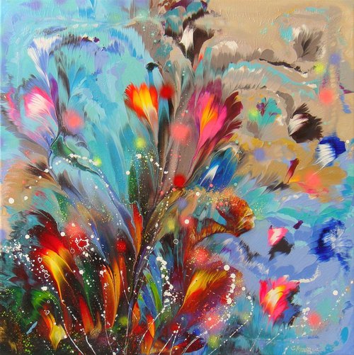 ”Blooming Spring Flowers” Large Painting by Irini Karpikioti