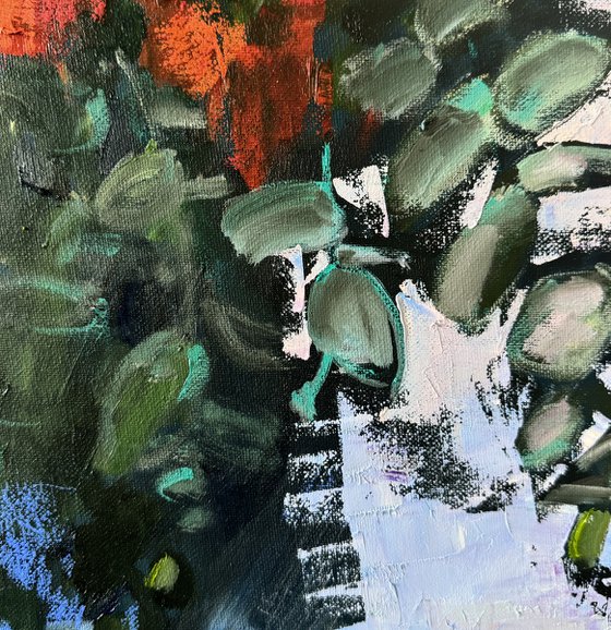 Colourful still life with oranges