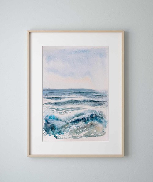 "Ocean Diary, October 8th, 2019" mixed-media painting by Eve Devore